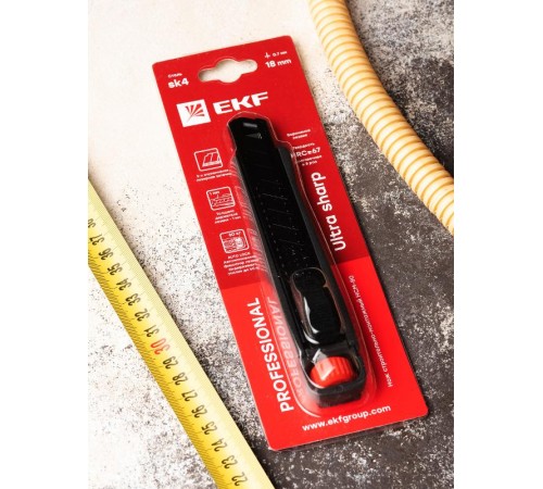 Нож строительно-монтажный 18 мм НСМ-80 (SK4) Heavy Duty (до 60 кг) EKF Professional  ncm-80-pro  EKF