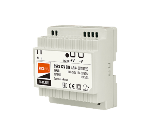 Драйвер для светодиодной ленты BSPS DIN 12V 4.5A=  60w PL IP20 3г.гар на DIN-рейку  .5049963  Jazzway