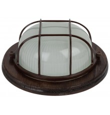 Светильник пылевлагозащищен. под лампу для ЖКХ НБО 03-60-022 с решеткой серия КАНТРИ (дерево), 60Вт, Е27, 220В, IP54, УХЛ4  Б0048416  ЭРА