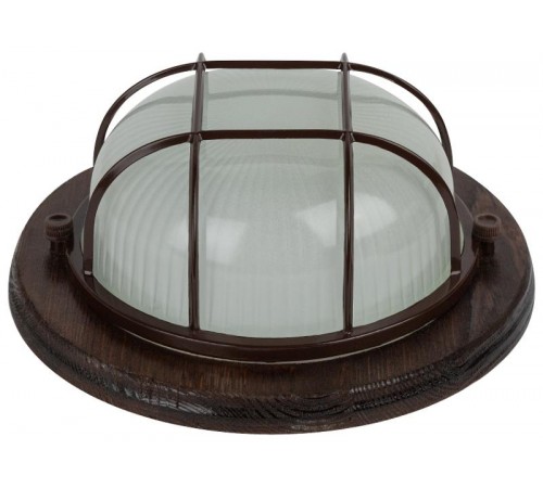 Светильник пылевлагозащищен. под лампу для ЖКХ НБО 03-60-022 с решеткой серия КАНТРИ (дерево), 60Вт, Е27, 220В, IP54, УХЛ4  Б0048416  ЭРА