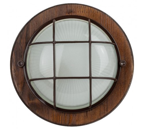 Светильник пылевлагозащищен. под лампу для ЖКХ НБО 03-60-022 с решеткой серия КАНТРИ (дерево), 60Вт, Е27, 220В, IP54, УХЛ4  Б0048416  ЭРА