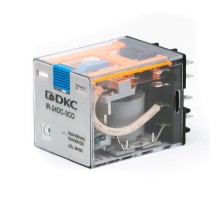 Реле миниатюрное силовое, 3CO, ком. ток 16А, AgSnO2, напряжение 12V DC, опция: тест-кнопка+светодиод+защитный диод  IR-12DC-3CO-D  DKC