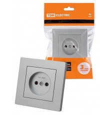 Розетка 2П 10А 250В серебр. металлик "Сенеж"   SQ1816-0230  TDM