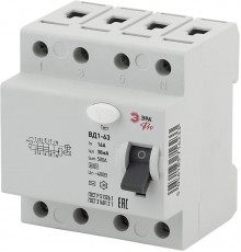 Выключатель дифференциальный (УЗО) (электромеханическое) NO-902-43 ВД1-63 3P+N 16А 30мА Pro  Б0031887  ЭРА