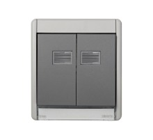 Simon 44 Aqua Рамка для двухклавишного выключателя + 2 клавиши с окном подсветки под механизмы S27, IP55, S44 Aqua  4400026-035  Simon