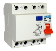 Выключатель дифференциальный (УЗО) HIRC63 4PG4S0000C 00040F 4 полюса, 40A, 30mA  13.05.000016  HYUNDAI