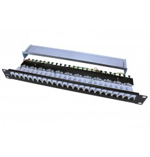 Патч-панель PP3-19-24-8P8C-C6-SH-110D 19", 1U, 24 порта RJ-45 полн. экран., категория 6, Dual IDC, ROHS, цвет черный  246048  Hyperline