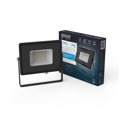 Прожектор светодиодный Qplus 30W 2700lm IP65 6500К черный  613511330  Gauss
