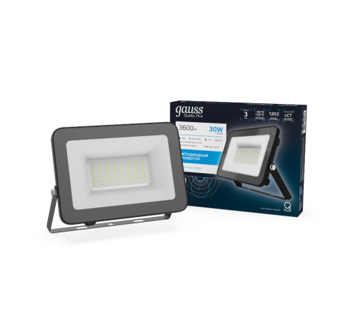 Прожектор светодиодный Qplus 30W 2700lm IP65 6500К черный  613511330  Gauss