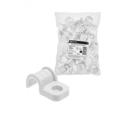 Крепеж-скоба для трубы 16 мм односторонняя для прямого монтажа (50 шт.) белая   SQ0405-6011  TDM