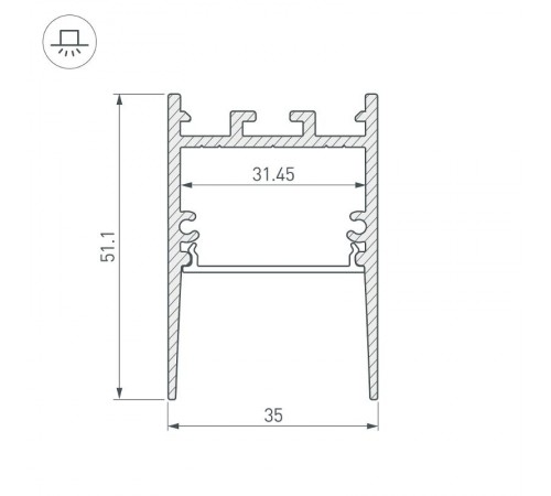 Профиль SL-COMFORT-3551-2000 ANOD (Arlight, Алюминий)  031731  Arlight
