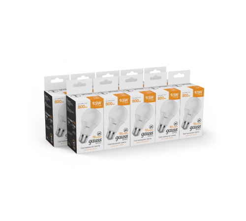 Лампа светодиодная Basic A60 9,5W 800lm 3000K Е27 LED 1/10/50  1023210  Gauss