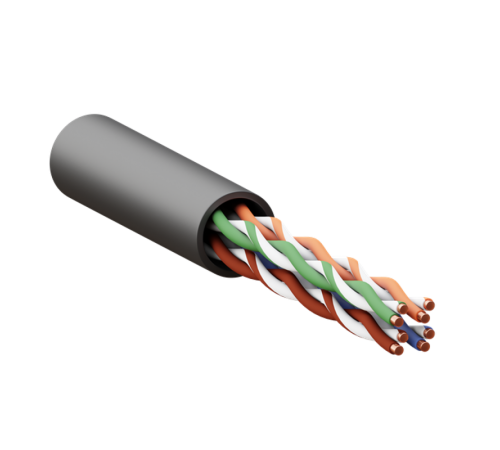 Кабель витая пара TERACOM PRO Cat.5E U/UTP 4 пары solid внешний 24AWG черный упак. 305м  TRP-5EUTP-04PE-BK-OUT3  EKF