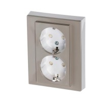 ABB Levit Кофе макиато / белый Розетка 2-ая с з/к со шторками 16А  5522H-C03457 18W  2CHH223457C6018  ABB