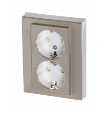 ABB Levit Кофе макиато / белый Розетка 2-ая с з/к со шторками 16А  5522H-C03457 18W  2CHH223457C6018  ABB