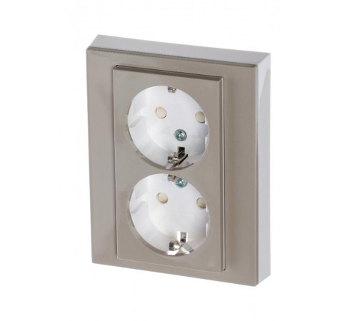 ABB Levit Кофе макиато / белый Розетка 2-ая с з/к со шторками 16А  5522H-C03457 18W  2CHH223457C6018  ABB