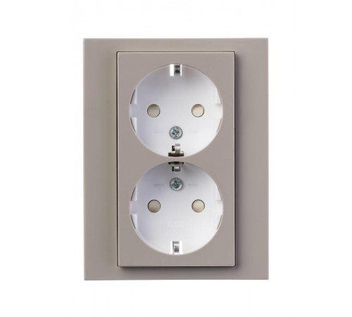 ABB Levit Кофе макиато / белый Розетка 2-ая с з/к со шторками 16А  5522H-C03457 18W  2CHH223457C6018  ABB