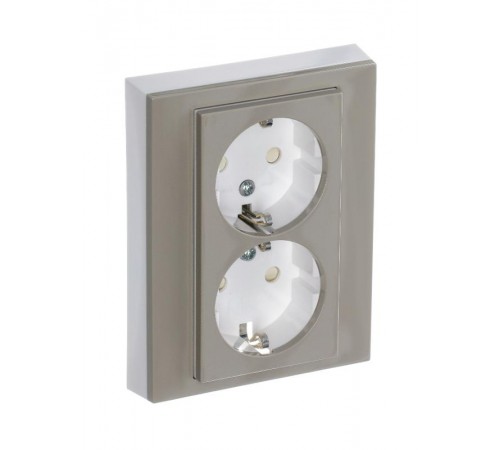 ABB Levit Кофе макиато / белый Розетка 2-ая с з/к со шторками 16А  5522H-C03457 18W  2CHH223457C6018  ABB