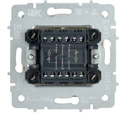 BRITE Выключ. 2-кл. с инд. отел. 10А ВС10-2-9-БрКр беж.  BR-V20-2-10-K10  IEK