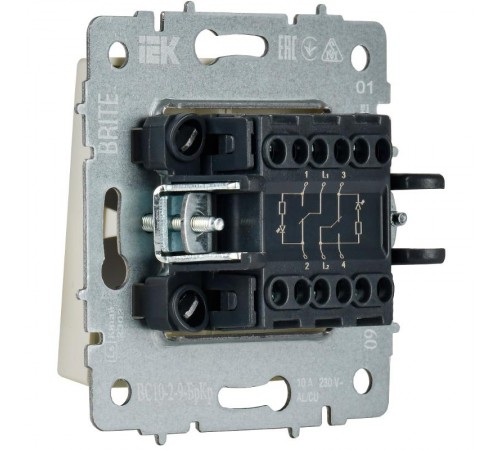 BRITE Выключ. 2-кл. с инд. отел. 10А ВС10-2-9-БрКр беж.  BR-V20-2-10-K10  IEK