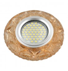 Светильник декор.встр Luciole DLS-L149 GU5.3 GLASSY/TEA GU5.3 доп.LED подсветка 3Вт, стекл,зерк./светло-коричневый.  UL-00003904  Fametto