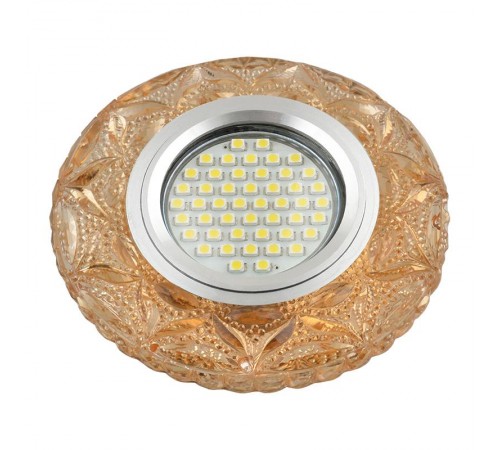 Светильник декор.встр Luciole DLS-L149 GU5.3 GLASSY/TEA GU5.3 доп.LED подсветка 3Вт, стекл,зерк./светло-коричневый.  UL-00003904  Fametto