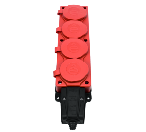 Колодка 4 гнезда 2К+З каучуковая 16А/250В IP44 Красная MultiSet  MST4124RD  SE