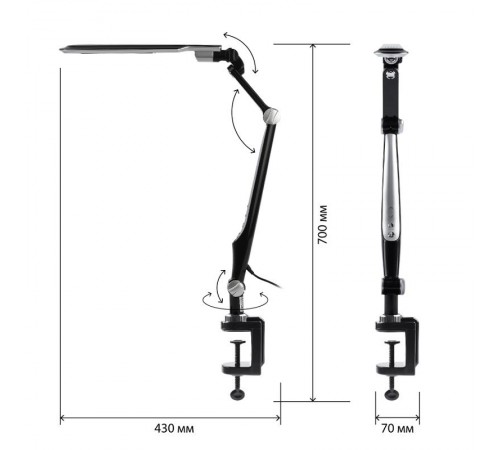 Светильник настольный NLED-496-12W-BK светодиодный на струбцине черный  Б0052767  ЭРА