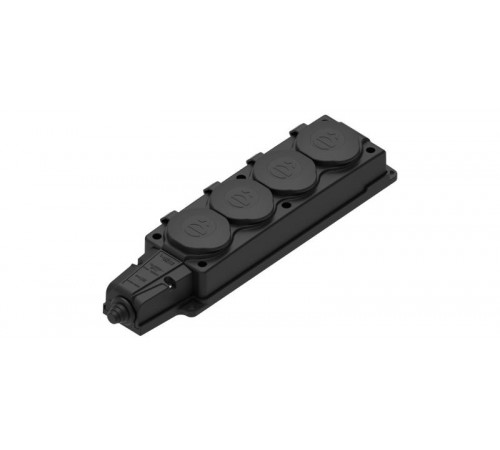 Колодка 4 гнезда 2К+З каучуковая 16А/250В IP44 Чёрная MultiSet  MST4104BK  SE