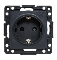 Стокгольм Механизм Розетки 1-местной с/з 16А в/к черный с защ. штор.  EZR16-028-20  EKF PROxima