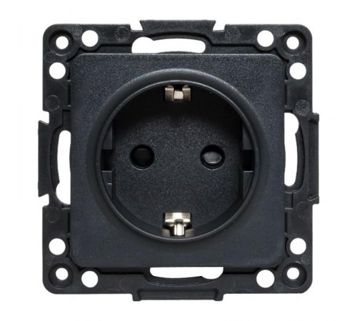 Стокгольм Механизм Розетки 1-местной с/з 16А в/к черный с защ. штор.  EZR16-028-20  EKF PROxima