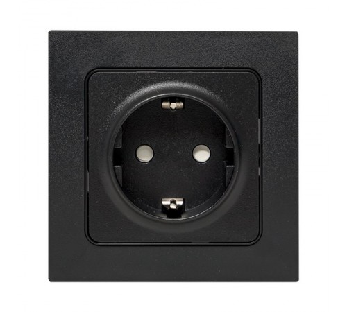 Стокгольм Механизм Розетки 1-местной с/з 16А в/к черный с защ. штор.  EZR16-028-20  EKF PROxima