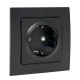 Стокгольм Механизм Розетки 1-местной с/з 16А в/к черный с защ. штор.  EZR16-028-20  EKF PROxima