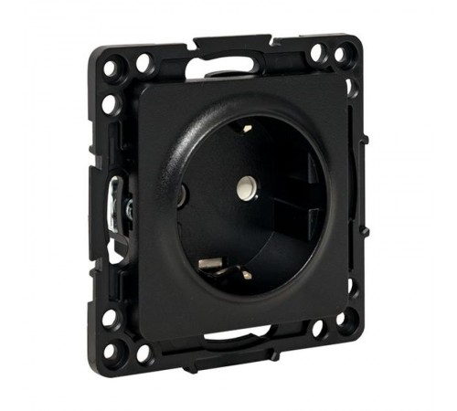 Стокгольм Механизм Розетки 1-местной с/з 16А в/к черный с защ. штор.  EZR16-028-20  EKF PROxima