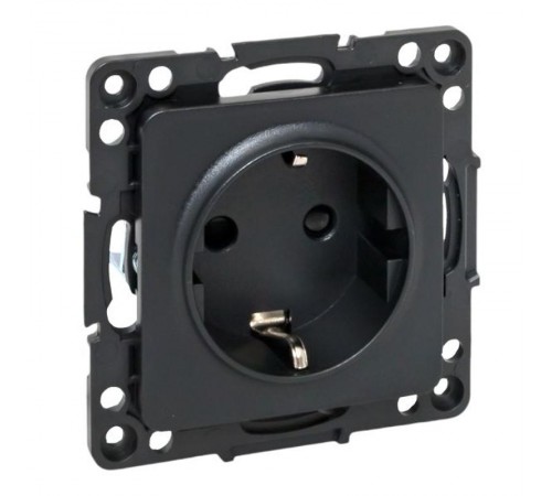 Стокгольм Механизм Розетки 1-местной с/з 16А в/к черный с защ. штор.  EZR16-028-20  EKF PROxima