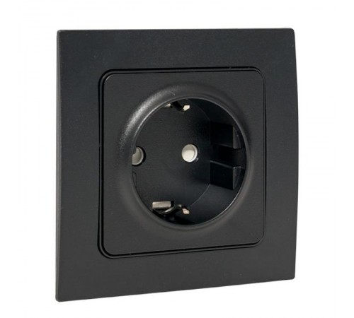 Стокгольм Механизм Розетки 1-местной с/з 16А в/к черный с защ. штор.  EZR16-028-20  EKF PROxima