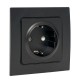 Стокгольм Механизм Розетки 1-местной с/з 16А в/к черный с защ. штор.  EZR16-028-20  EKF PROxima