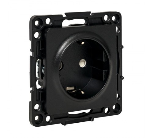 Стокгольм Механизм Розетки 1-местной с/з 16А в/к черный с защ. штор.  EZR16-028-20  EKF PROxima