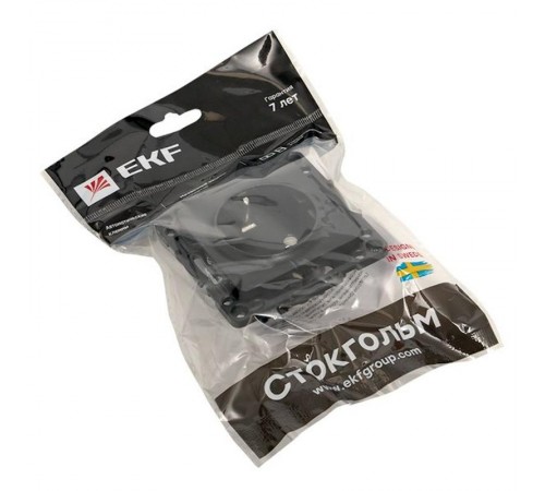 Стокгольм Механизм Розетки 1-местной с/з 16А в/к черный с защ. штор.  EZR16-028-20  EKF PROxima