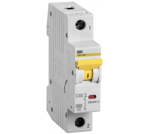 Выключатель автоматический однополюсный ВА47-60 40А C 6кА  MVA41-1-040-C  IEK