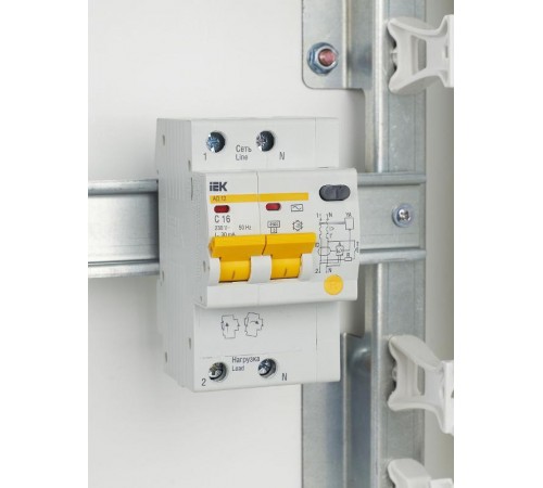 Выключатель автоматический дифференциального тока АД12 2п 16А C 30мА тип AC (3 мод)  MAD10-2-016-C-030  IEK