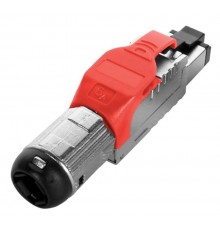 PLUE-8P8C-S-C6A-SH-RD Разъем полевой оконцовки RJ-45 (8P8C) под витую пару, для одножильного кабеля,toolless,категория 6A,экранир. 403348  Hyperline