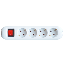 Колодка 4GS-SMART четырехместная с выключателем 16А с заземлением 5440  4690612010496  IN HOME