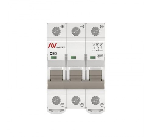 Выключатель автоматический AV-10 DC 3P 50A (C) 10kA  AVERES mcb10-DC-3-50C-av EKF