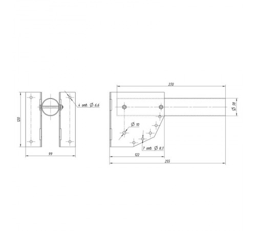 Кронштейн для уличного светильника SPP-AC2-0-230-038 с переменным углом 230*150*120 d38mm  Б0057533  ЭРА