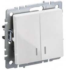 BRITE Выключатель 2-клавишный с индикацией 10А ВС10-2-1-БрБ белый   BR-V20-1-10-K01  IEK