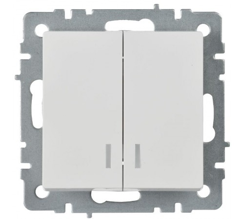 BRITE Выключатель 2-клавишный с индикацией 10А ВС10-2-1-БрБ белый   BR-V20-1-10-K01  IEK