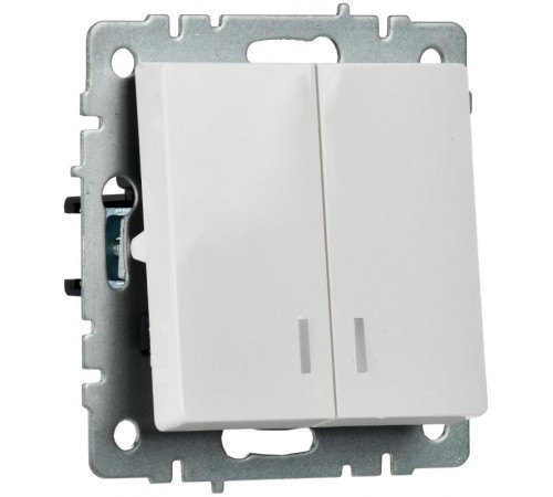 BRITE Выключатель 2-клавишный с индикацией 10А ВС10-2-1-БрБ белый   BR-V20-1-10-K01  IEK