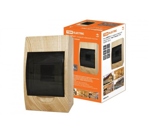 Бокс пластиковый навесной ЩРН-П-4модуля  IP41 "Эко" (сосна)   SQ0901-0012  TDM