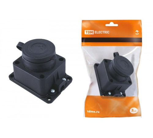 Розетка настенная с заглушкой каучук 2Р+РЕ 16А 250В IP44   SQ0612-0003  TDM